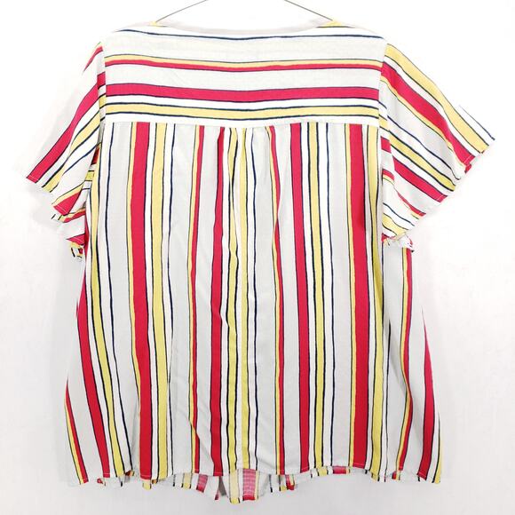 Lane Bryant Shirt Womens 24 Striped Square Neck Flutter Sleeve Jacquard Pullover - Picture 4 of 6